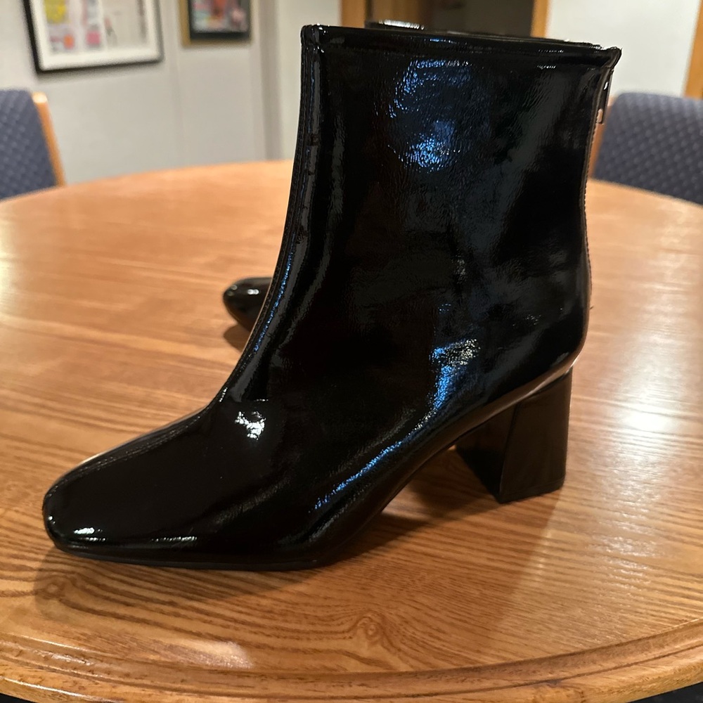 Black Patent Leather Ankle Boots
